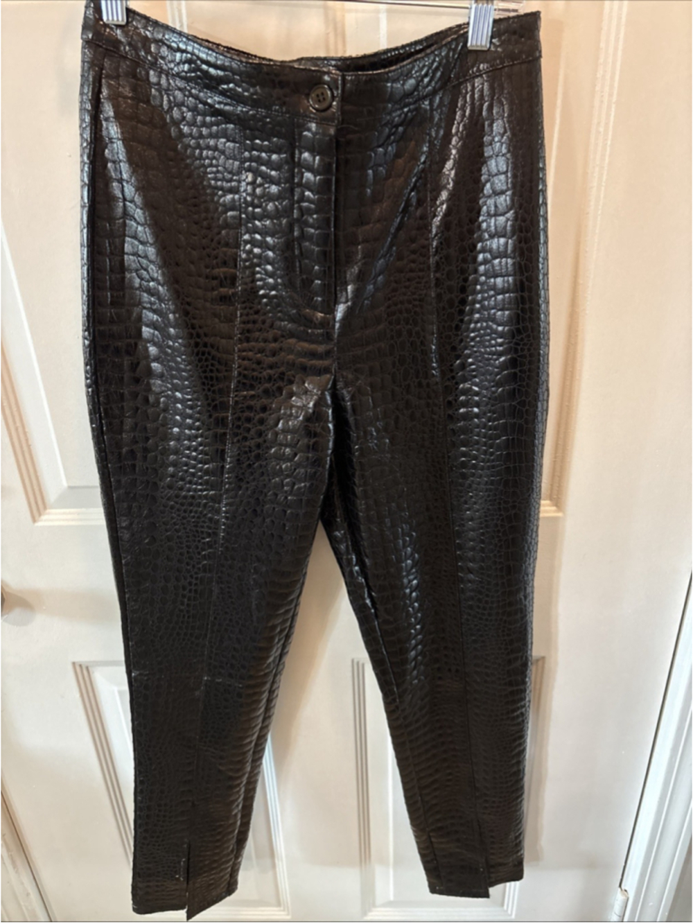 nastygal pants w/faux Leather Reptile Print Black 8